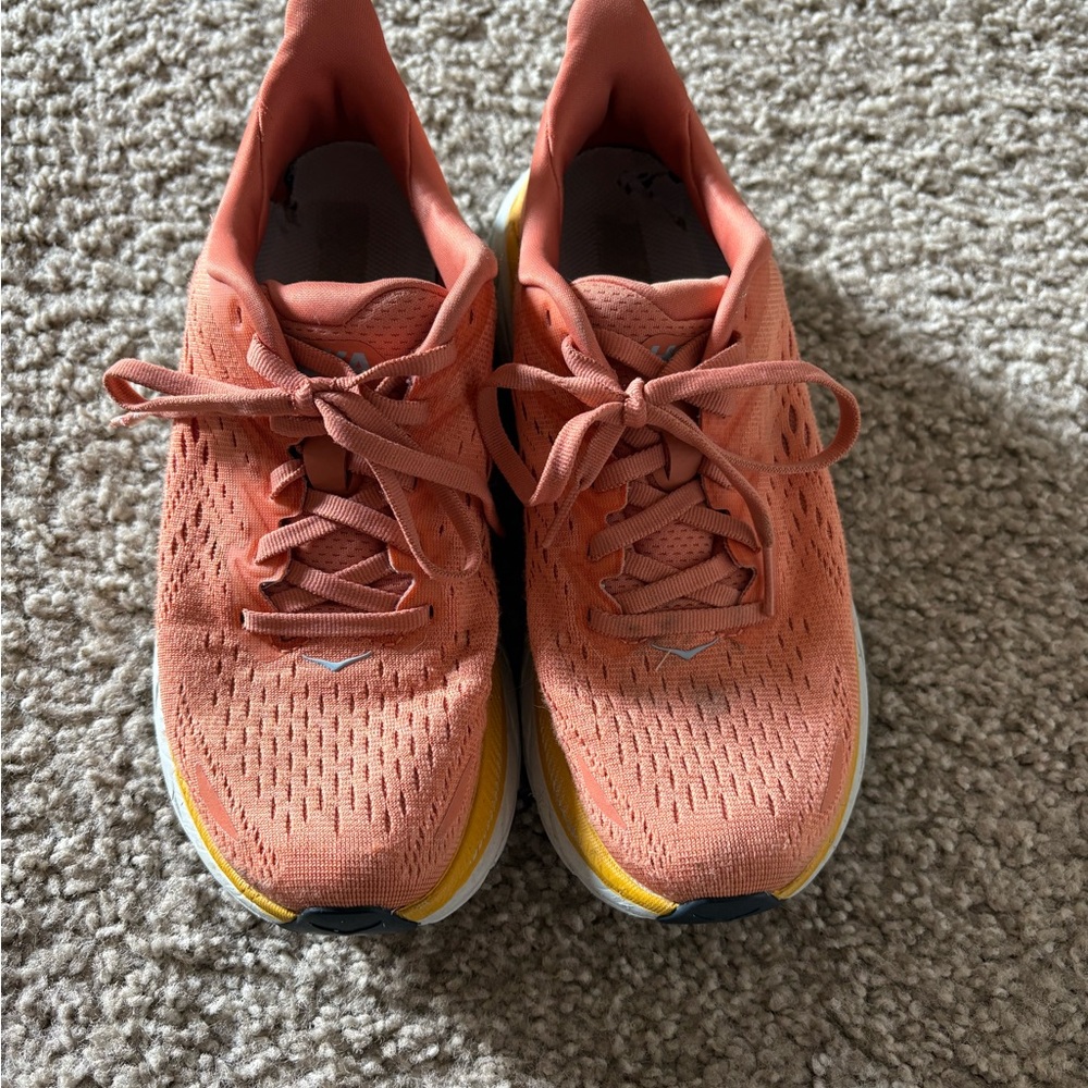 Hoka Yellow and Orange Athletic Shoes with Breathable Mesh